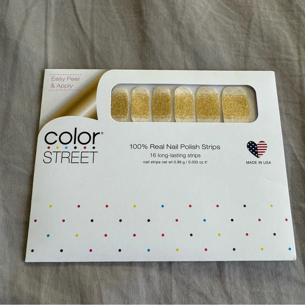 *Retired* Color Street: Golden Girly | Gold Metallic Glitter Dipped Party Yellow - Picture 3 of 14